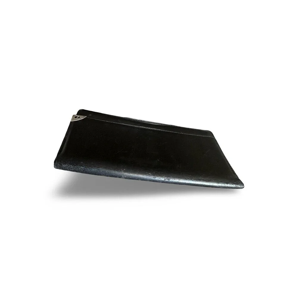 Dunhill Black Leather Long bifold Wallet Silver Harware UNISEX